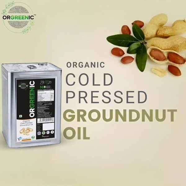 ORGREENIC Cold Pressed Groundnut Oil - 15 Litre Tin Can img 5