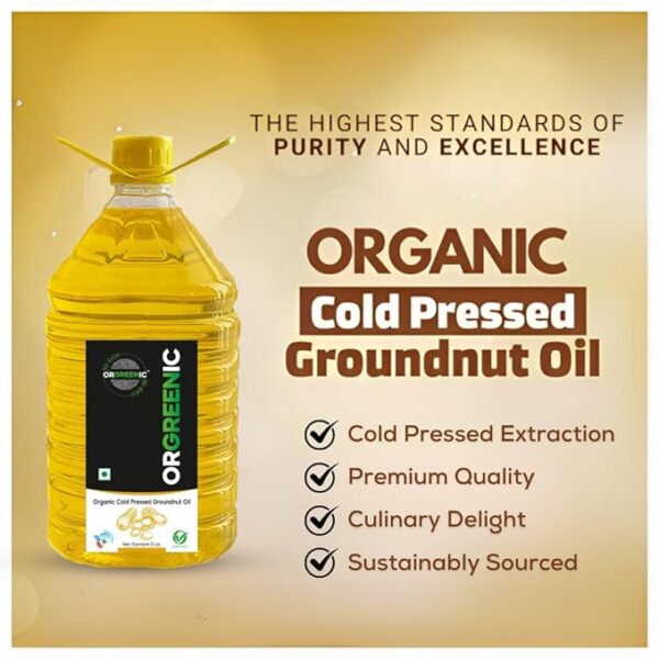 ORGREENIC Cold Pressed Groundnut Oil - 5 Litre img 2